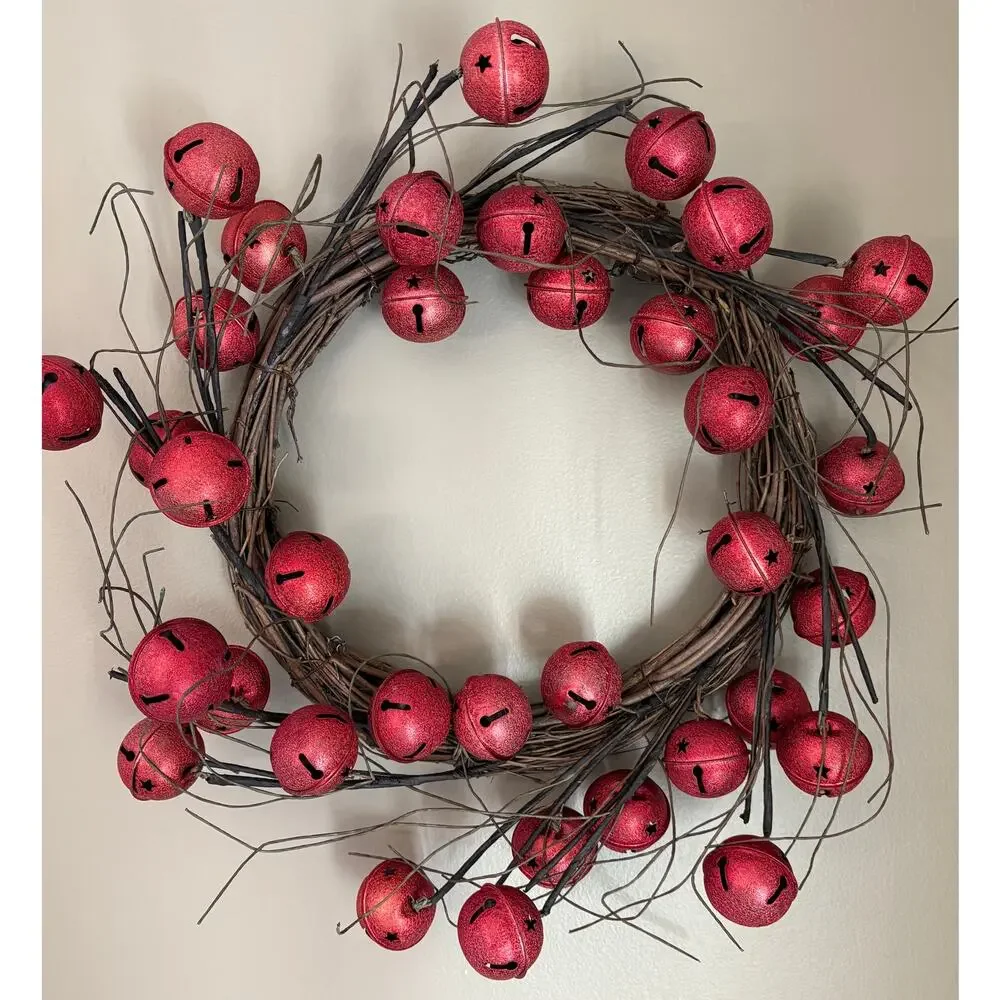 Red Metal jingle bell Christmas wreath